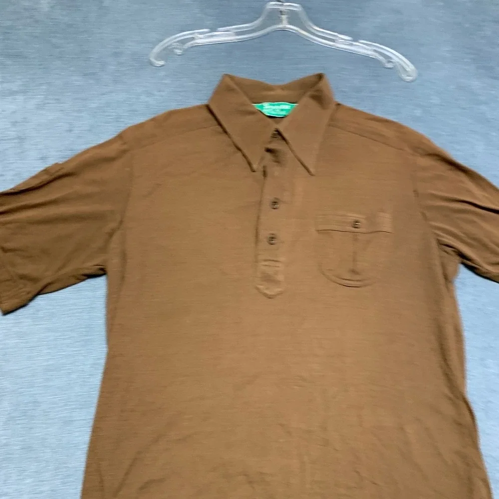 Scene III by Da Vinci Polo Shirt Mens Large Brown Chest Pockets Golf Performance